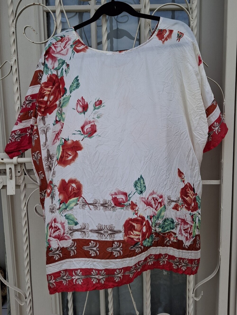 Johnny Was Secret Garden Silk Floral Tunic Blouse Poncho Top Women Size Large - Picture 8 of 16